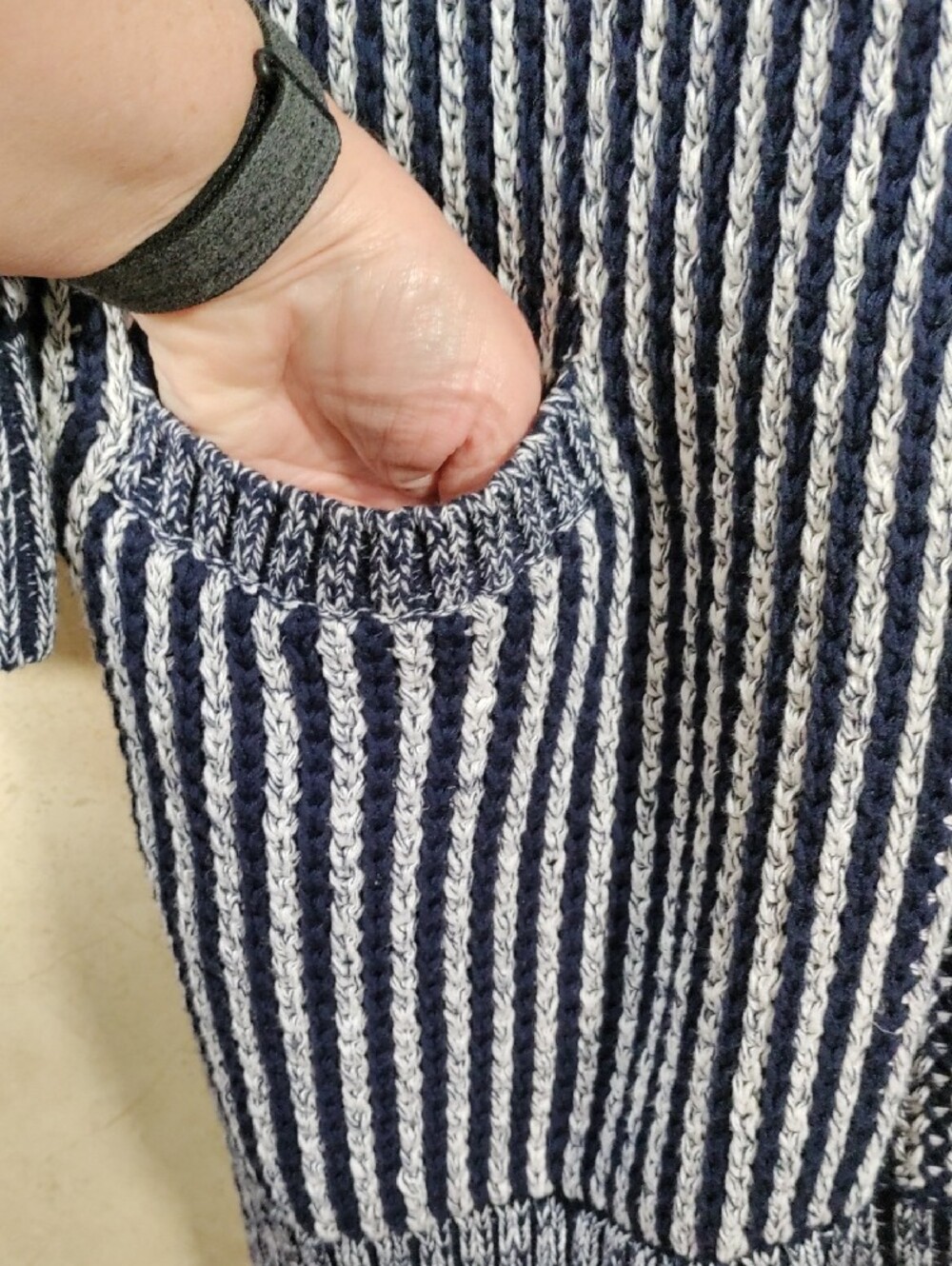 J154 GAP Navy & White Striped Hooded Toggle Cardigan Coat XL - Picture 5 of 11